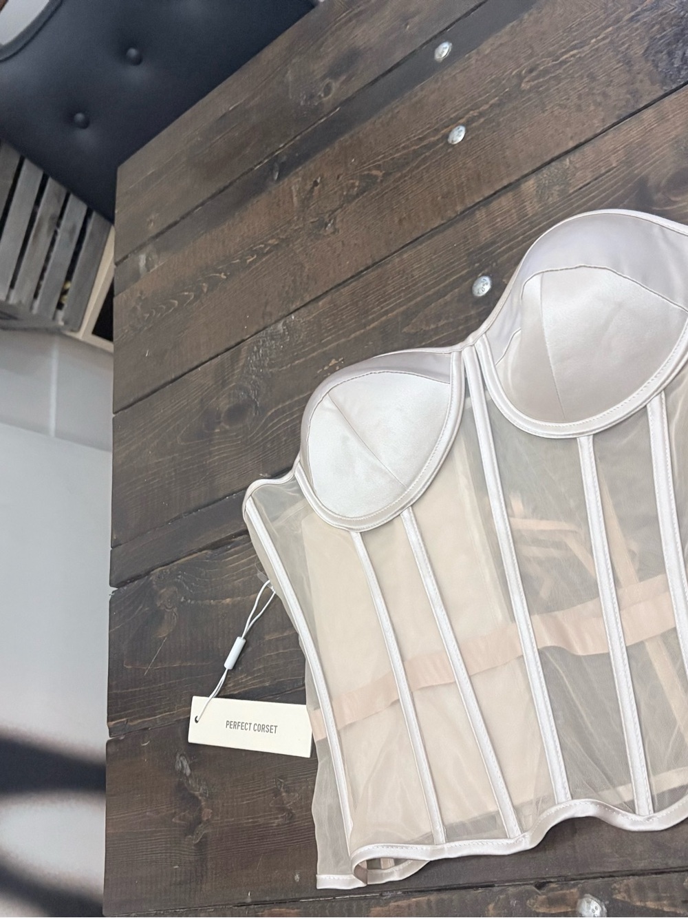 PERFECT CORSET: Sheer Strapless Corset Top in Nude